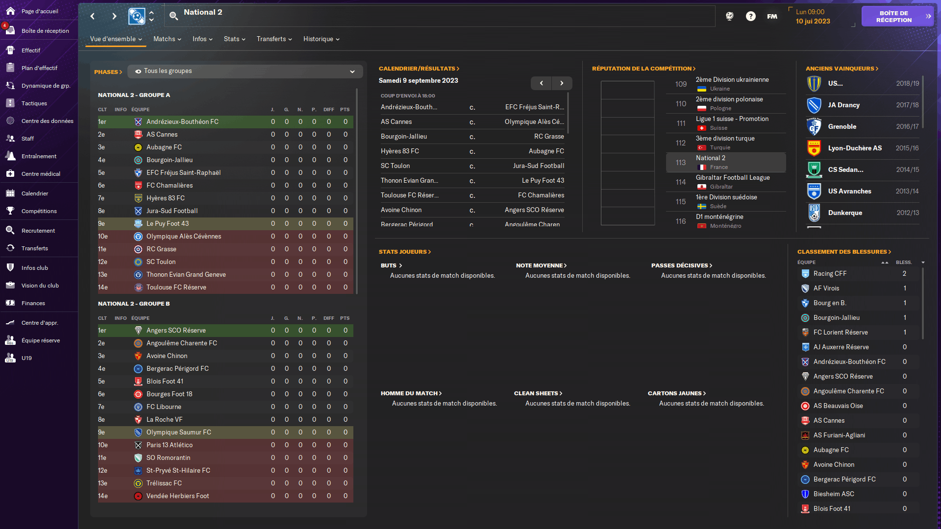 Le National 2 jouable dans Football Manager 2024.