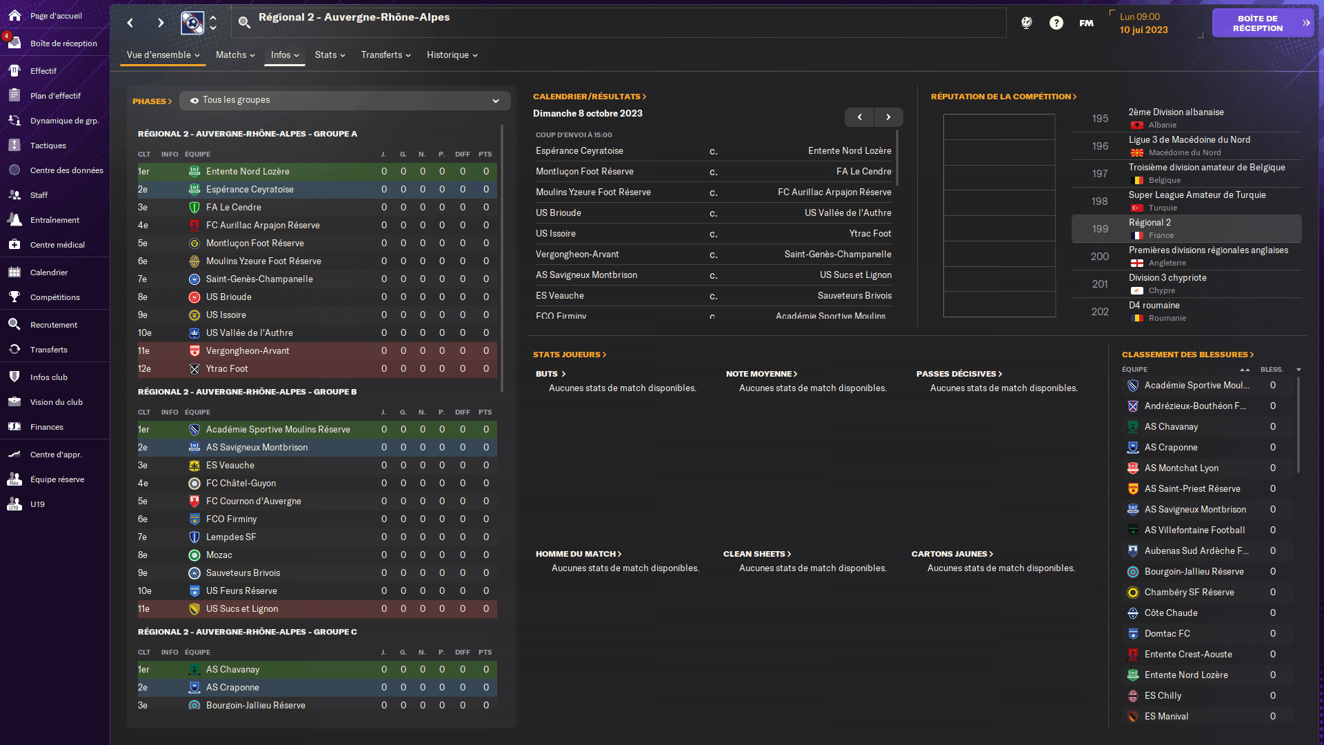 Le Régional 2 jouable dans Football Manager 2024.